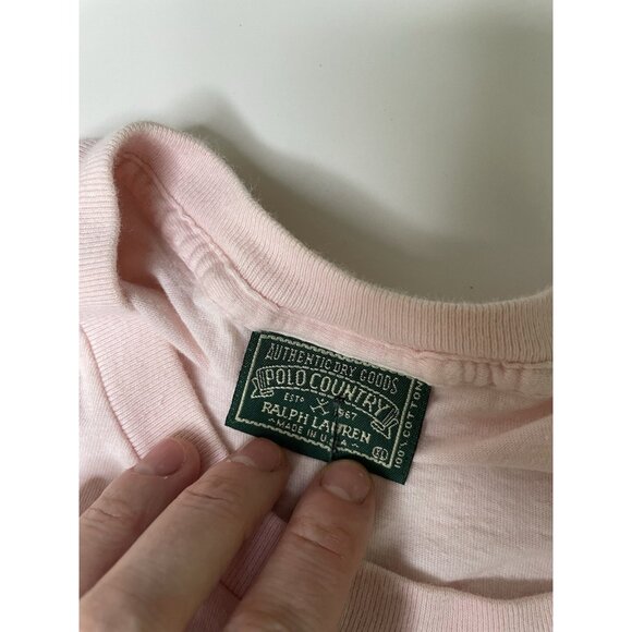 Vintage Polo Country Ralph Lauren Shirt Pony Pocket XL USA Single Stitch Pink - Picture 3 of 3